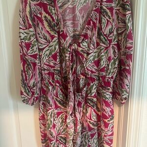 LOFT Multicolor Leaf Pattern Jumpsuit